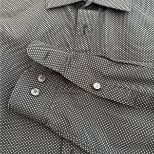 John Varvatos Slim Fit Charcoal Patterned Dress Shirt